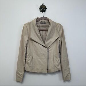 Vince Cream Goat Leather Scuba Moto Jacket Women’s Size Small Full Zip